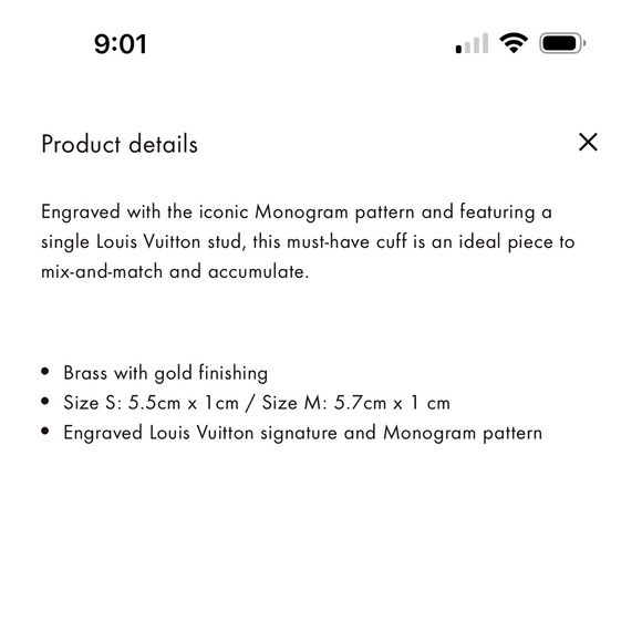 Louis Vuitton Brass Nanogram cuff 💕 - Picture 13 of 13